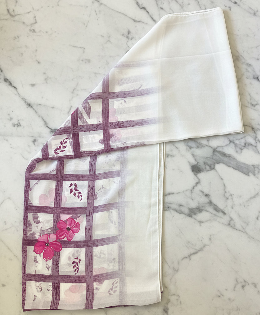 Patterned Chiffon - Pink Garden